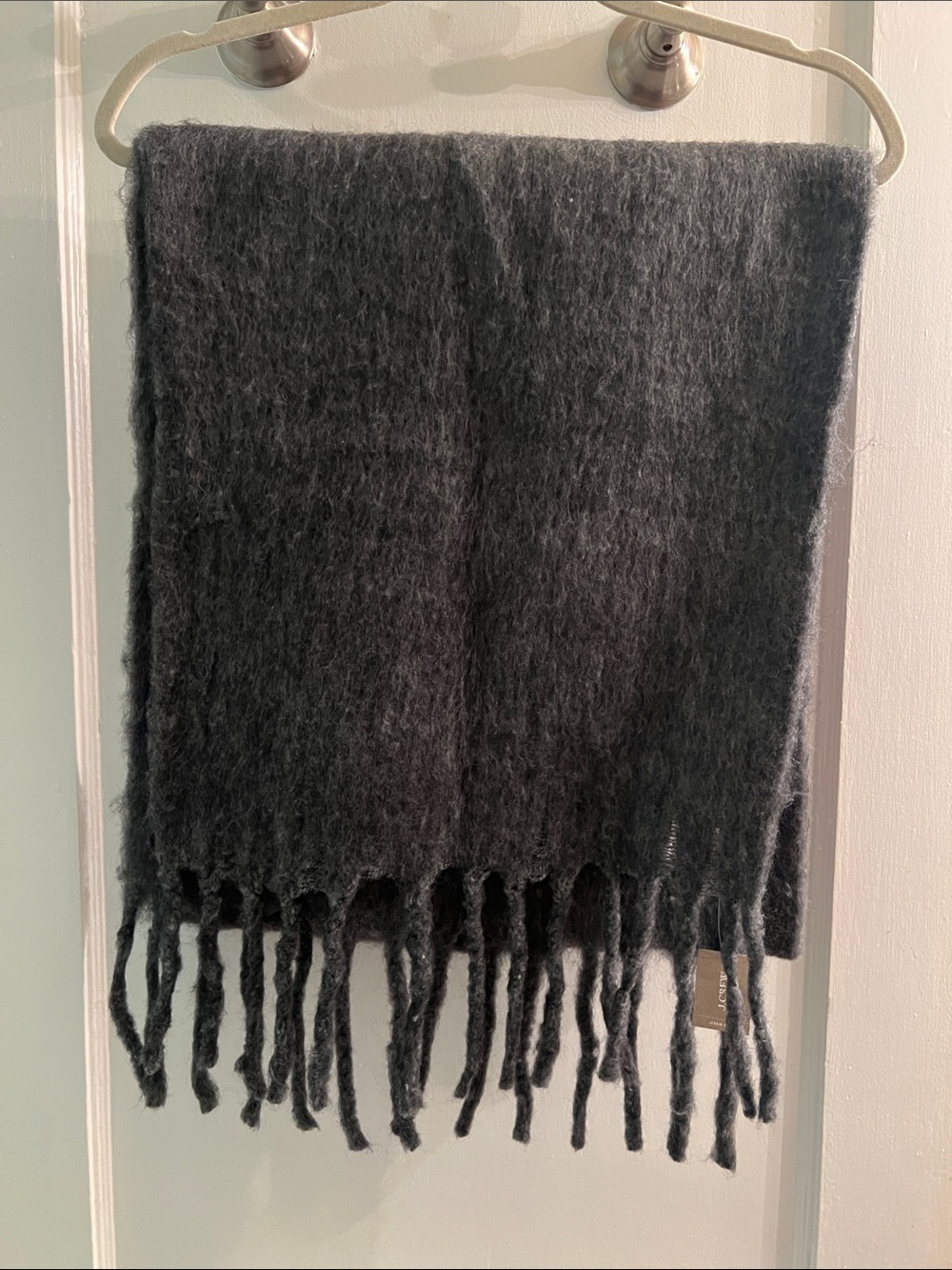 J. Crew Dark Charcoal Cozy Scarf with Fringe
